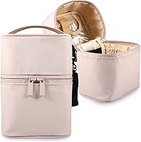 Vista 10 de Organizador de brochas de maquillaje, bolsa de maquillaje, juego de brochas de 7.5 x 5.5 x 4.4 pulgadas, soporte para lápices de viaje profesional