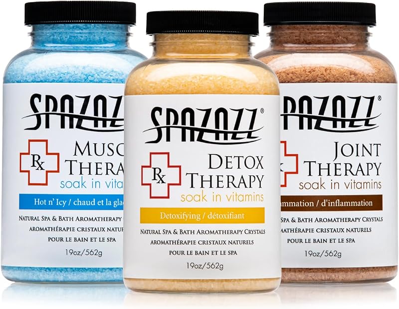 Spazazz Conjunto para Banheira e Spa com Sais de Banho, Toalha Quente e Fria e Massageador de Cinco Pontos
