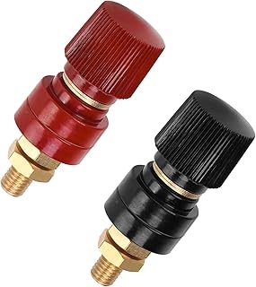 2PCS 1/4" Copper Battery Terminal Stud Connector, M6 Remote Pure Copper Battery Power Junction Post Block Kit, 6mm Terminal Binding Post Connectors for RV Car Boat Power