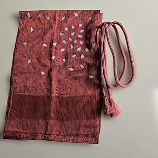 紅樺色桜花びら模様帯揚げ 紅梅色の帯締めセット