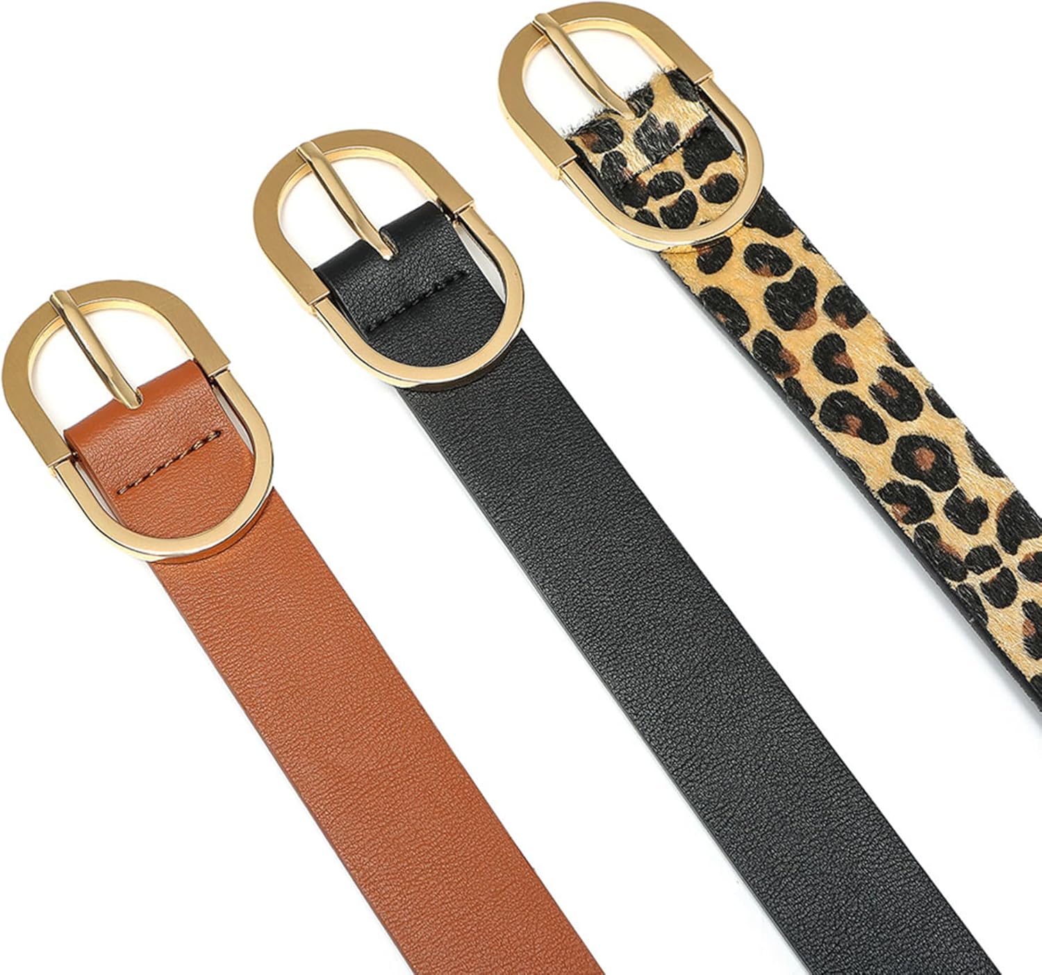 Earnda Womens Belts for Jeans Faux Leather Strap Small: fits waist from 26"-28" A_brown