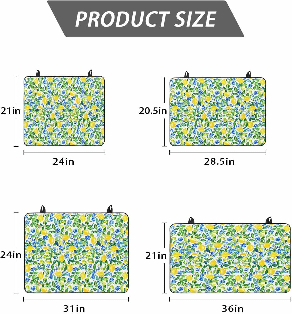 Stove Cover for Electric Stove 31x24 Inch Lemon Blue Floral Leaf Stove Top Cover Wildflowers Plant Glass Cooktop Covers Anti-Slip & Heat Resistant Countertop Protector Home Kitchen Decor