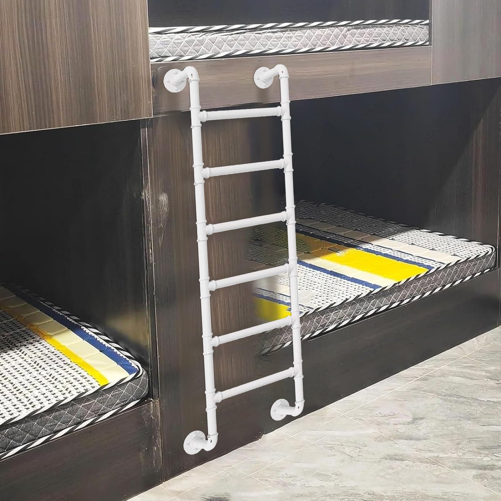 Escalera de Emergencia de Hierro Forjado Resistente para Ventana, Color Blanco, para literas, de 45 a 70 Pulgadas, montada en la Pared.