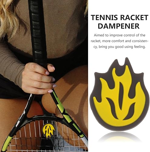 Miniatura 8 de BESPORTBLE Raqueta de tenis, amortiguador de vibraciones, raqueta de cuerda, amortiguador de choque de silicona en forma de fuego, 6 uds