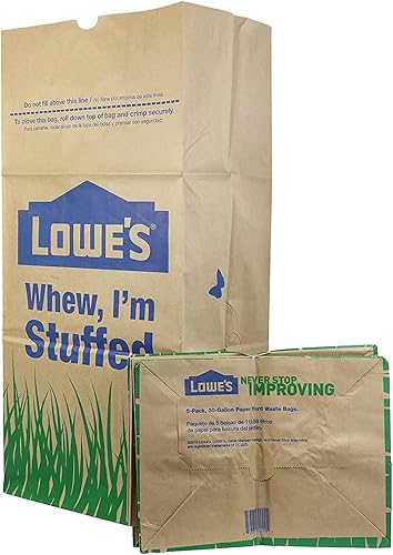 Lowes - Bolsas de papel para césped y hojas de 30 galones, 5 unidades (paquete de 3), 15 en total