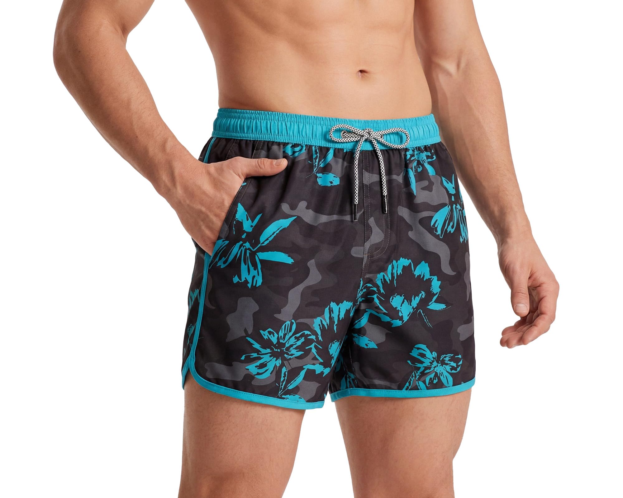 MaaMgic Herren Badeshorts Vintage Retro Boardshorts Schnelltrocknend Kurz Badehose Schwimmhose mit Mesh-Futter und Verstellbarem Tunnelzug