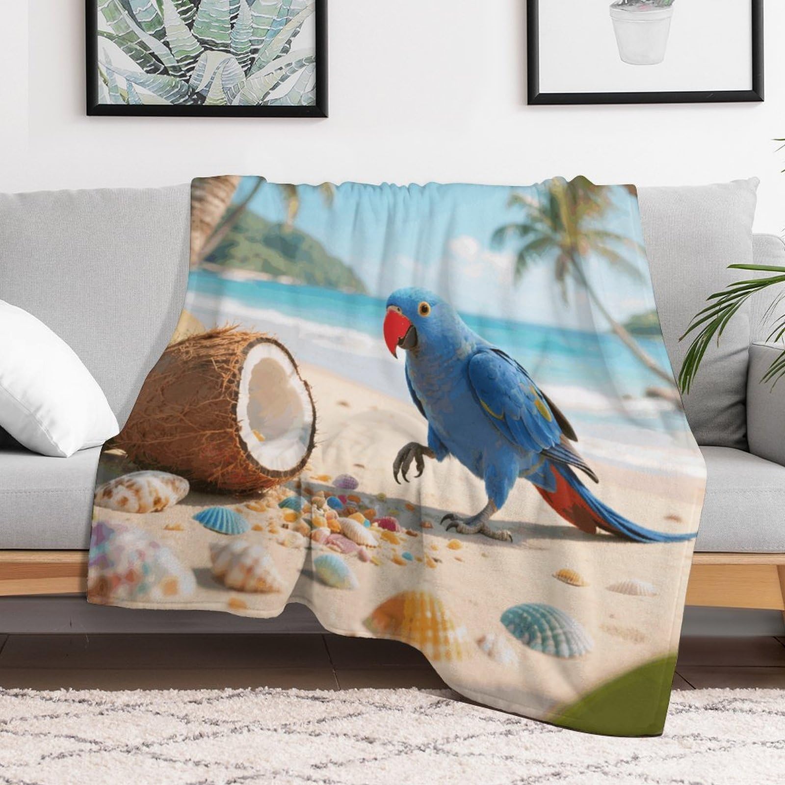 Custom Ropical Parrot Blanket Lightweight Flannel Fleece Throw for Couch Sofa Bed Luxury Soft Cozy Plush Lap Bedtime Blanket for All Seasons Bedroom Home Decor Gifts 40x50