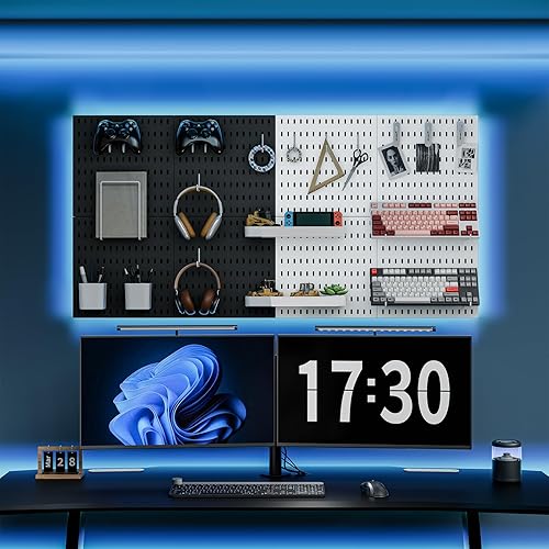 Miniatura 6 de Kit combinado de tablero de clavijas, juego de almacenamiento montado en la pared de 25.2 x 25.2 pulgadas con 4 tableros de clavijas y 20 accesorios