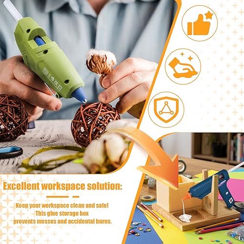Miniatura 2 de Mini soporte para pistola de pegamento caliente con organizador de barra de pegamento, 1 soporte para pistola de pegamento caliente y 2 cajas de