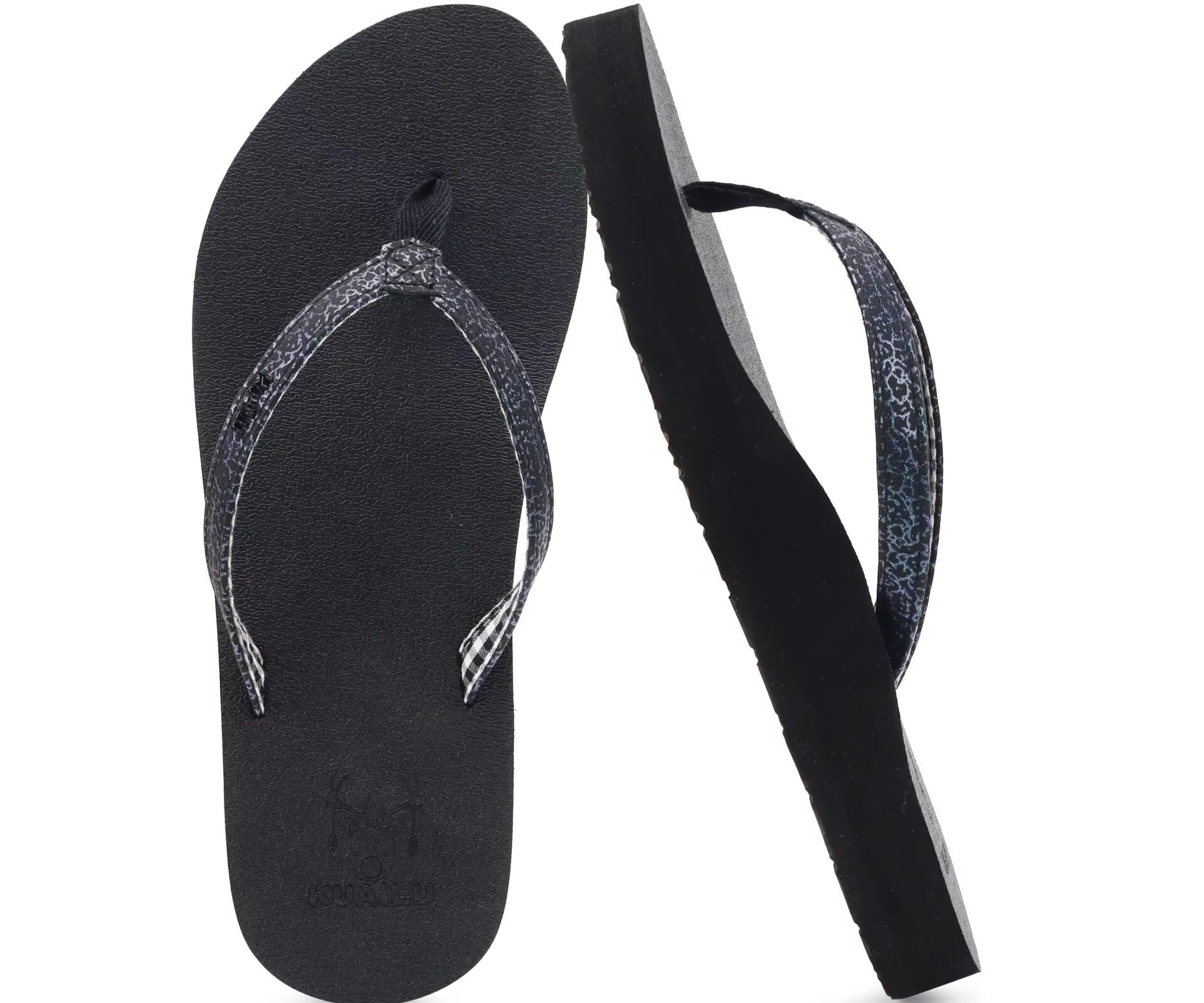 KuaiLu Womens Arch Support Flip Flops Comfortable Yoga Mat Slip on Summer Beach Walking Thong Cushion Sandals