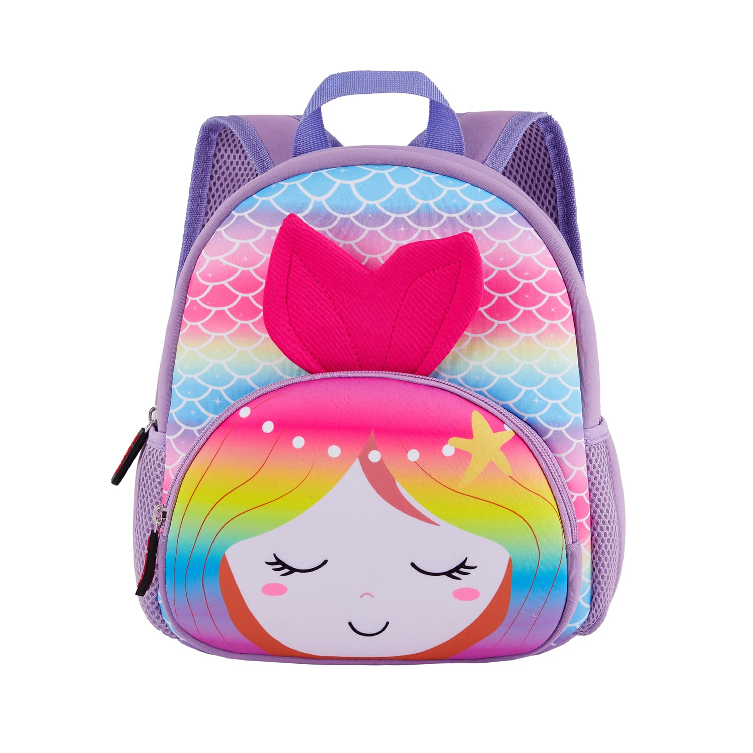 KK CRAFTS Mochila preescolar de neopreno para niños y niñas, Sirena colorida., Pre-k-10.2"H (Can't Fit Folder), Mochilas Daypack