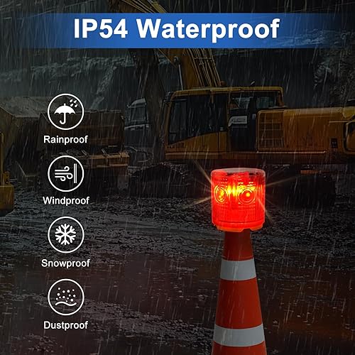 Miniatura 4 de Aolyty Luz solar estroboscópica de advertencia de 360 grados de una sola columna súper brillante impermeable IP48 para construcción, muelle de