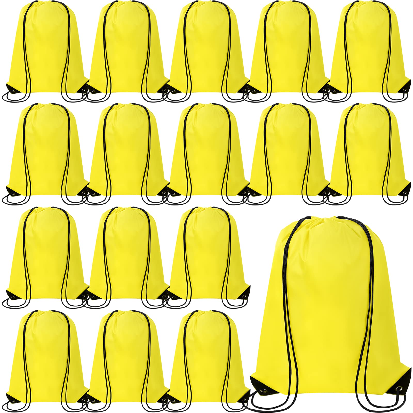 Canlierr 100 Pieces Drawstring Backpack Bags Bulk Back Sack String Bags Cinch Storage Bags for Gym School Travel DIY Gifts (Yellow)