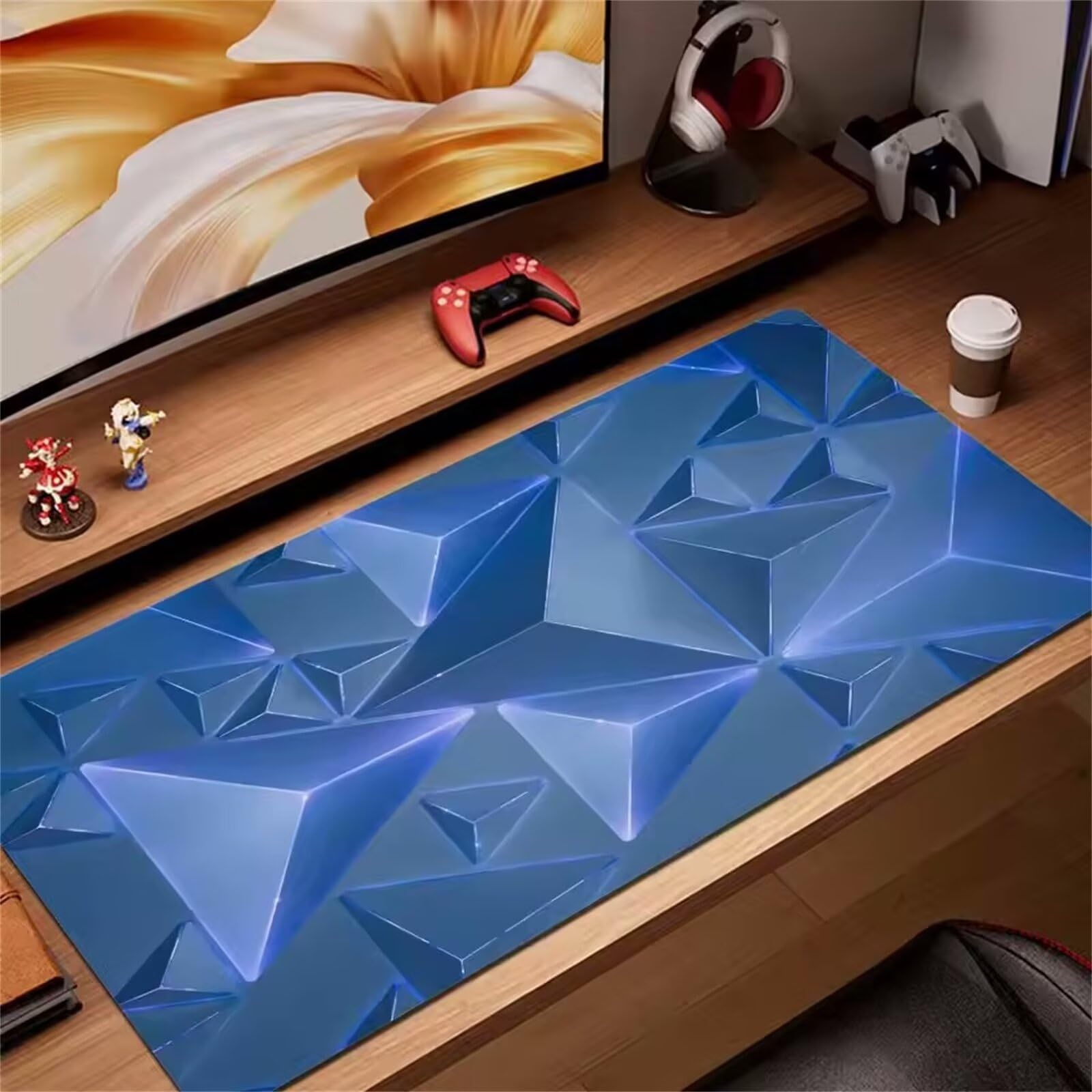 Alfombrilla Ratón Geometría Violeta Alfombrilla Ratón XXL para Juegos,1000x500x3mm Mouse Pad Extendida Bordes Cosidos Base de Goma Antideslizante para Ratón y Teclado