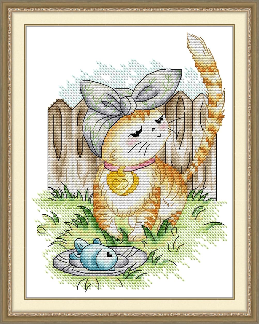 Meecaa Cross Stitch Kits 14 Count Stamped, Rebellious Kitten Cute Animal Embroidery Kit with Accessories Pre Printed（19×26CM (Rebellious Kitten)