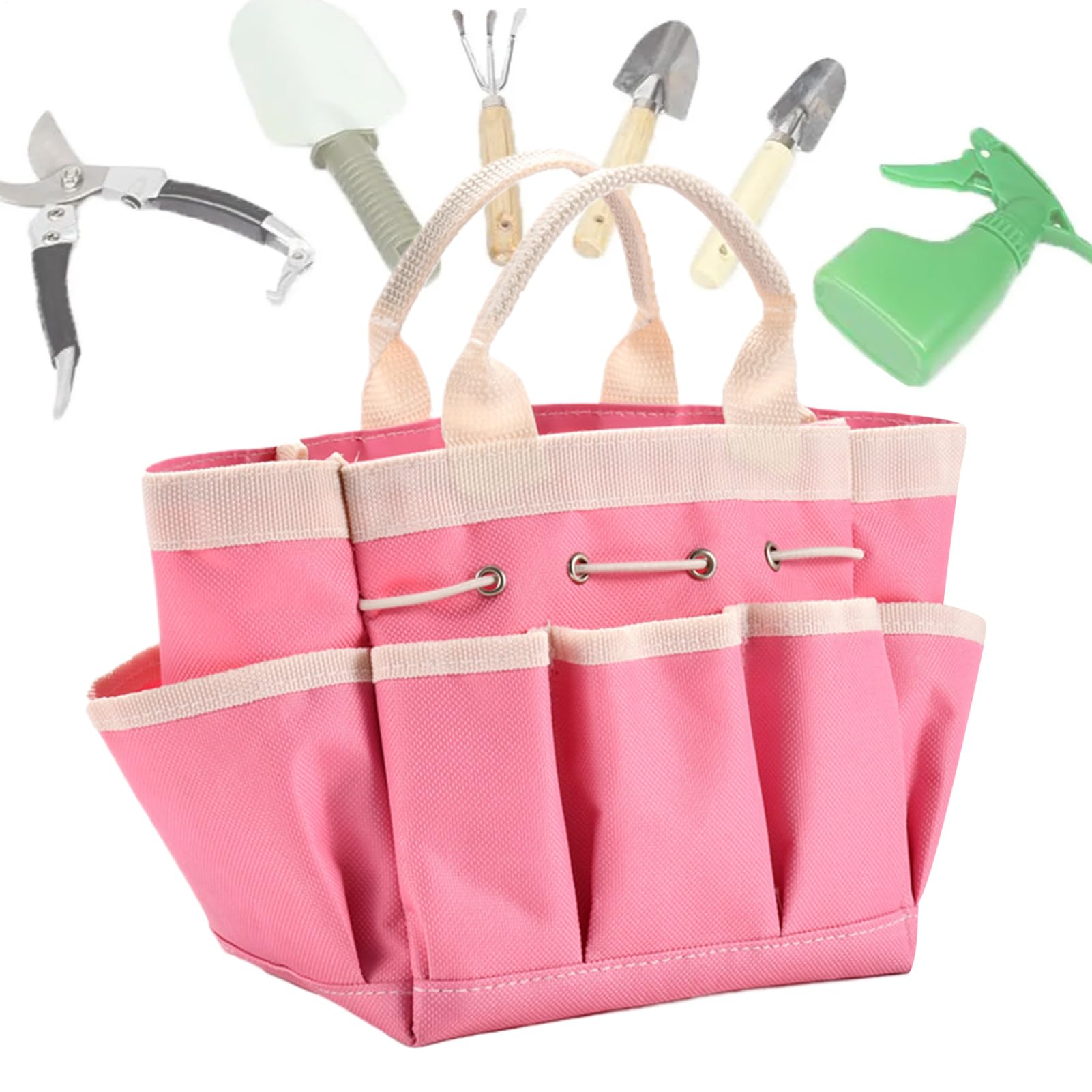 Garden Tool Bag - Robust Garden Bag with Many Compartments | Portable Garden Bag with Many Compartments, Storage Bag for Gardening, Camping, Park, Robust Garden Bag, pink, see description, See