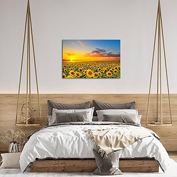 Amazon.com: sechars Sunflower Canvas Wall Art Sunrise in