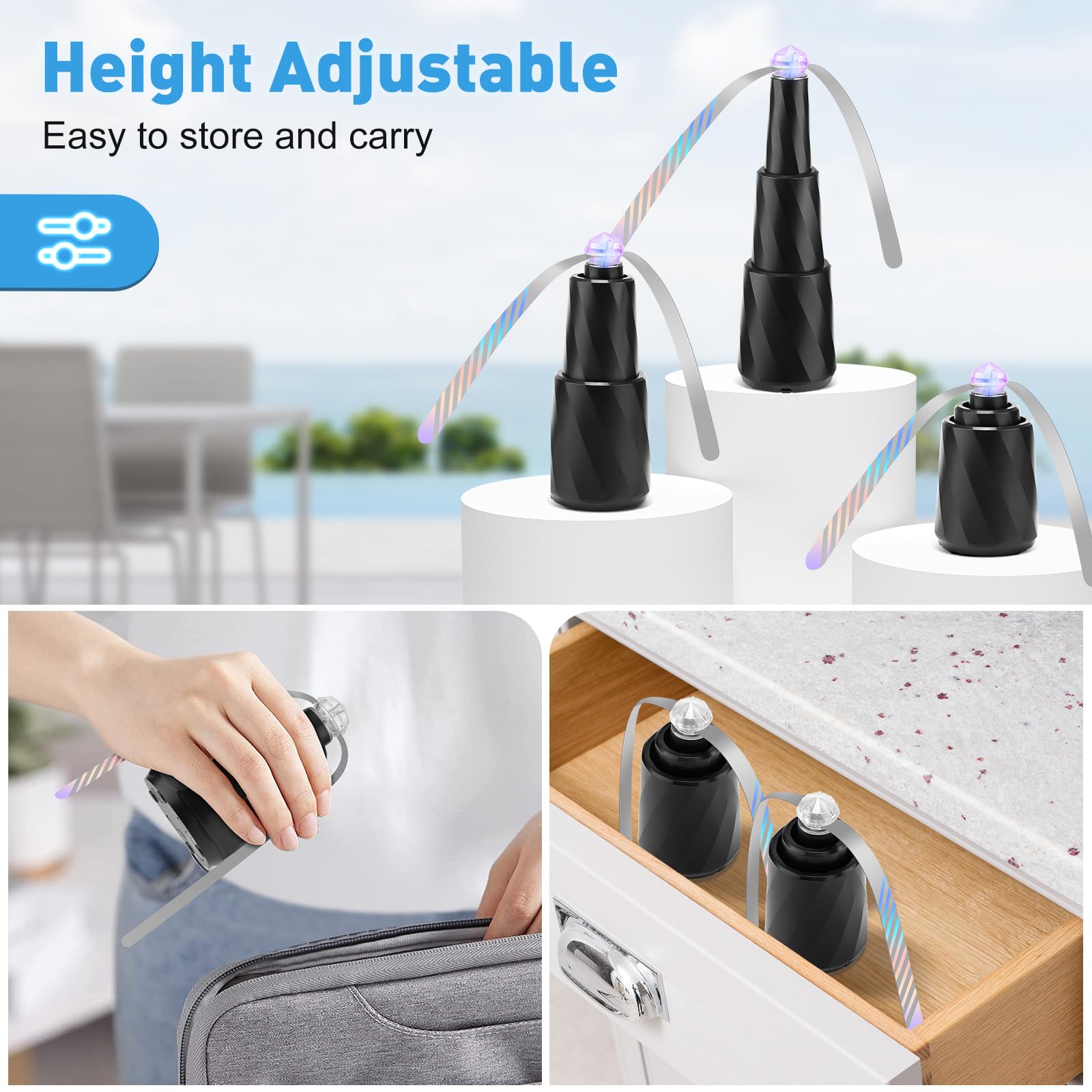 Ventiladores Retráctiles Para Moscas Para Alimentos, Ventilador Recargable Repelente De Moscas, Ventiladores De Mesa Portátiles Que Repelen Insectos Voladores, Para Interiores Y Exteriores(4 Piezas)