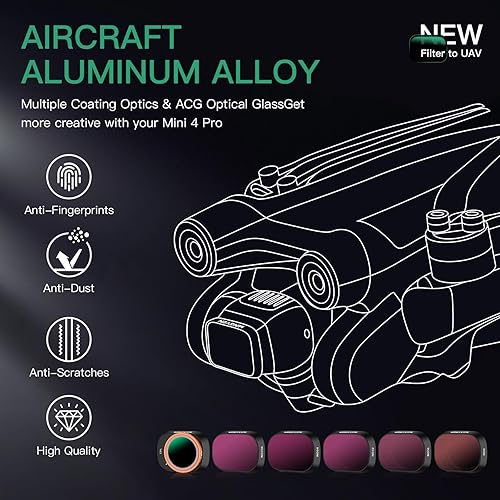 Miniatura 8 de Juego de filtros NDPL para accesorios DJI Mini 4 Pro, paquete de 6 - (ND8PL, ND16PL, ND32PL, ND64PL, ND256PL, CPL) Juego de filtros NDPL compatibles