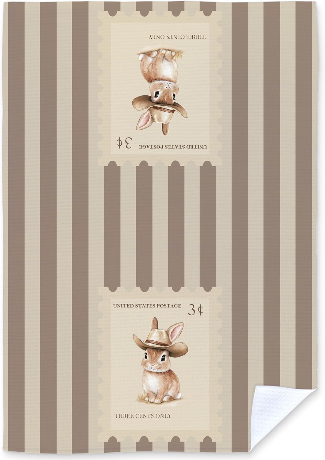 Western Cowboy Easter Bunny Kitchen Dish Towels, Gifts for Bunny Lovers, Rustic Southwestern Stamp Rabbit Decorative Hand Tea Towels for Bathroom Kitchen, 16x24 Inch