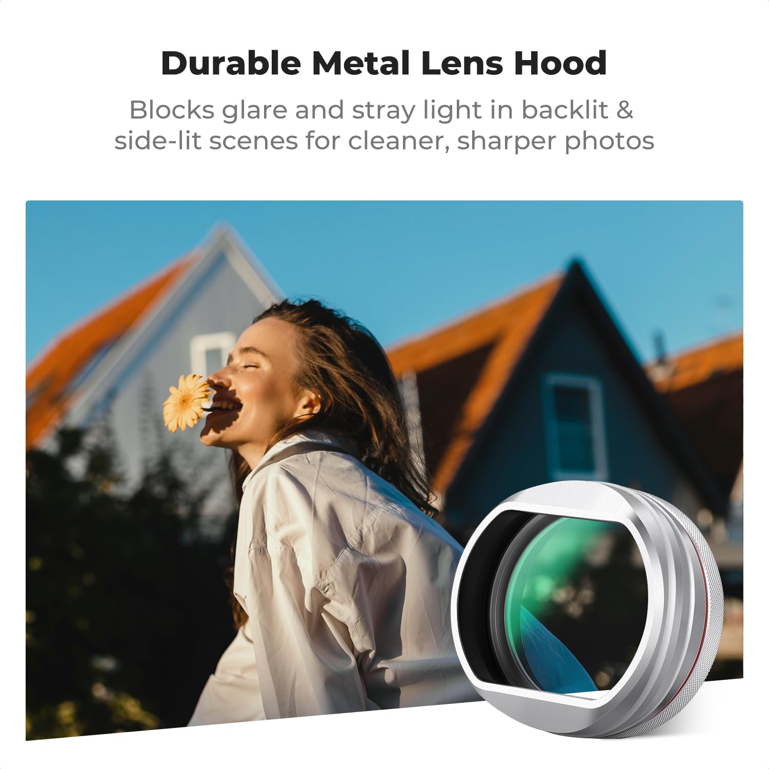 K&F CONCEPT Nano-Xcel Filtro UV + Parasol + Tapa Comaptible con FujiFlim X100 Series, Filtro de Protección UV Compatible con Fujifilm X100 X100S X100F X100T X100V X100VI(Plata)
