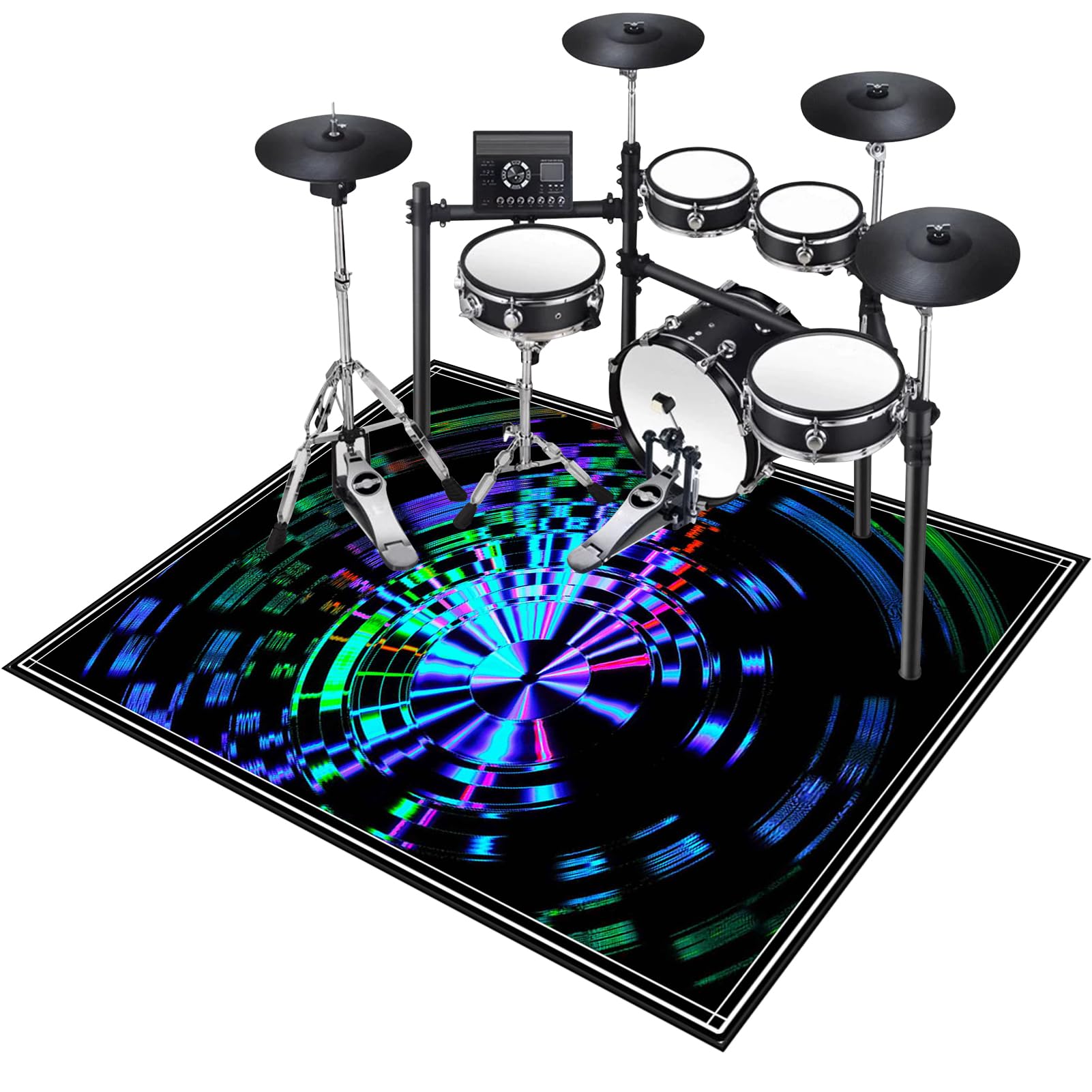 Tapis de tambour insonorisé 180x160 cm antidérapant pour batterie électronique et grosse caisse
