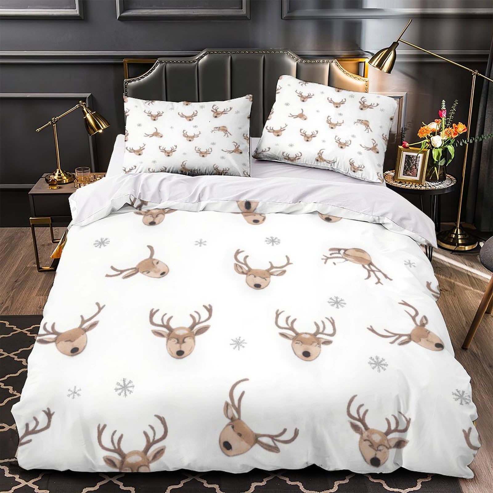 Parure de lit hiver motif festif en microfibre respirante pour ambiance cocooning