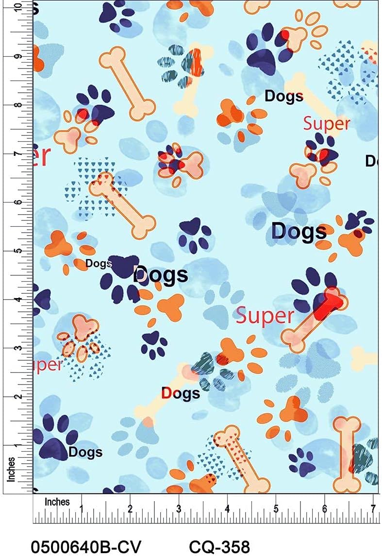 Super Dogs (Cool) Design 100% Cotton Quilting Fabric by The Yard (Blue, Navy, Orange)