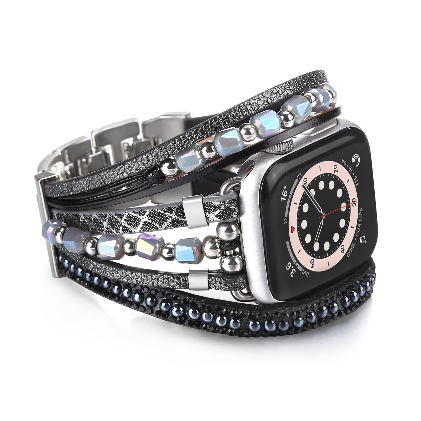 HARAVAL Boho Leather Bracelet Compatible with Apple Watch Band 41mm 40mm 38mm Series 9 8 7 SE Ultra 2 Series 6 5 4 Women Men, Fashion Cute Handmade Multilayer Wrap Apple Watch Strap for iWatch Bands 3 2 1