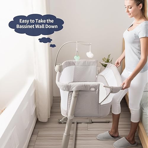Miniatura 5 de RONBEI Cuna para bebé, cuna de malla transpirable, cuna de altura ajustable para bebérecién nacidobebés
