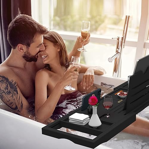 Vista 37 de Bandeja de bañera de alta calidad, bandeja de baño, mesa de bandeja de bañera para bañera, bandeja de baño para bañera, tamaño ampliable, se adapta