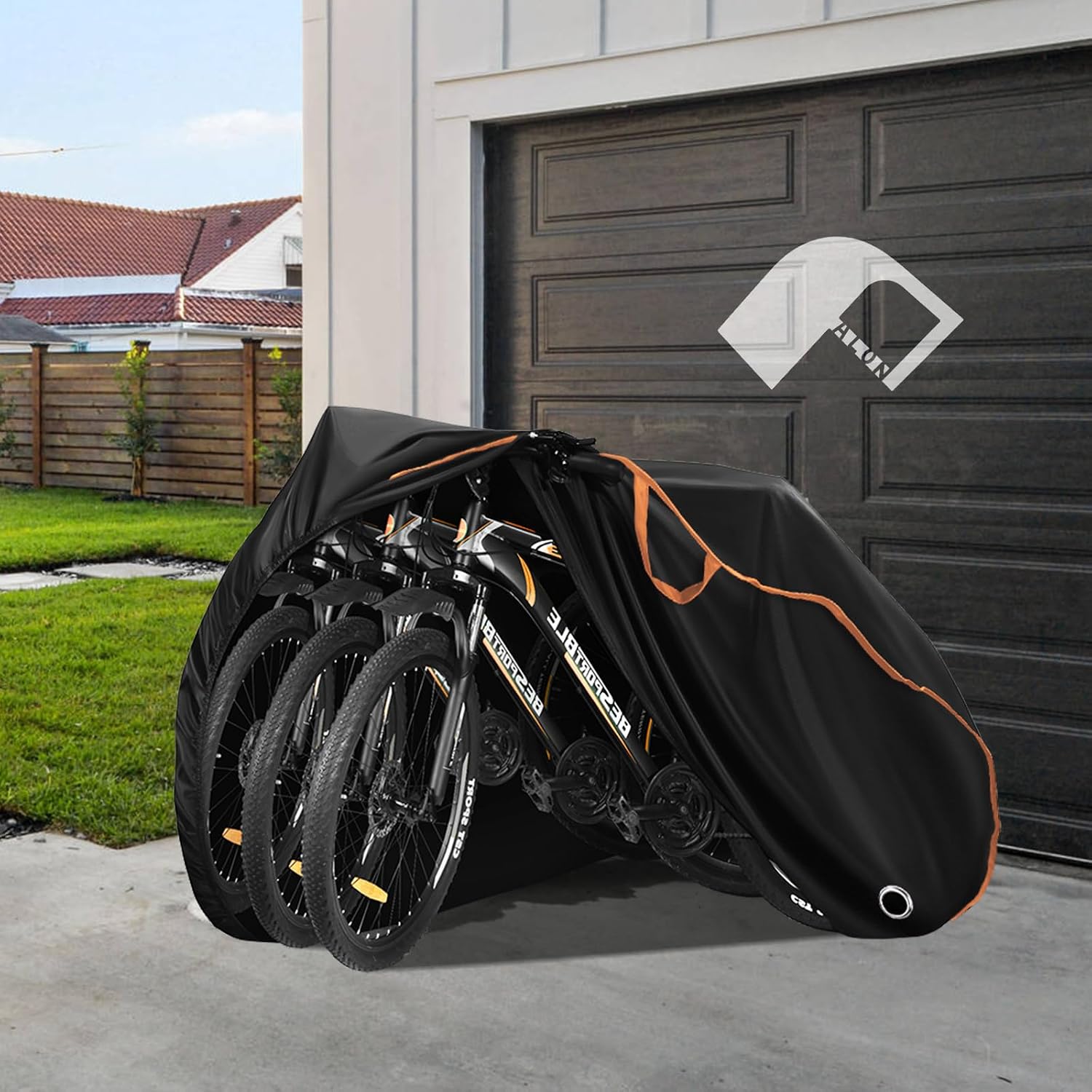 PALON Bicycle Cover for 1-3 Bikes, Outdoor Waterproof, Sun Protection, Heavy Duty Bike Cover with Lock Hole, Electric Bike Cover