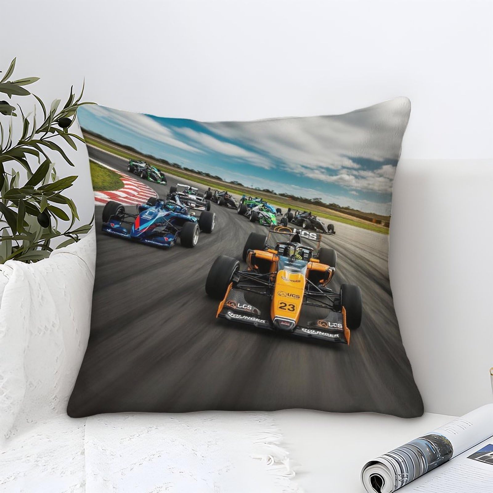 3U6C4M9K Microfiber Cushion Covers 40x40cm Formulaa Racing Decorative Square Throw Pillow Covers for Home Racing Car Decor Living Room Bedroom Sofa Couch
