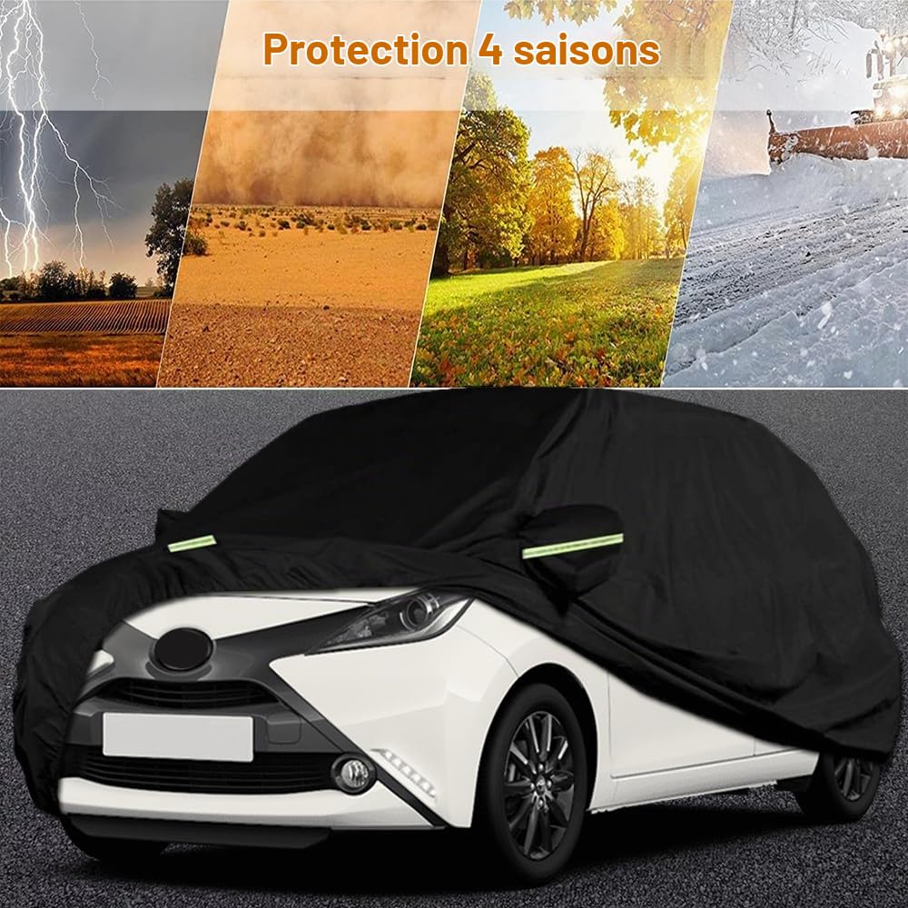 Bâche Voiture Compatible avec Toyota Aygo Citroen C1 Peugeot 107 108 | Étanche Housse de Protection Voiture Extérieur Respirante Contre Pluie Soleil Poussière