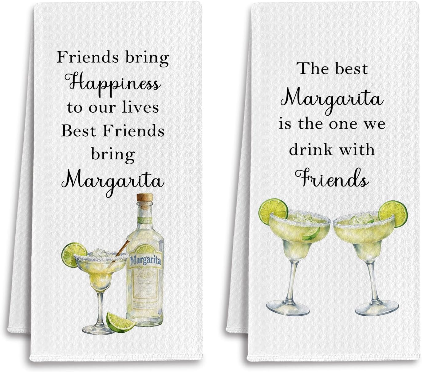 Friends and Margarita Kitchen Towels, Gifts for Margarita Lovers Dish Tea Towels for Kitchen, Gifts for Best Friend Woman Decorative Hand Towel, 16x24 Inch Set of 2