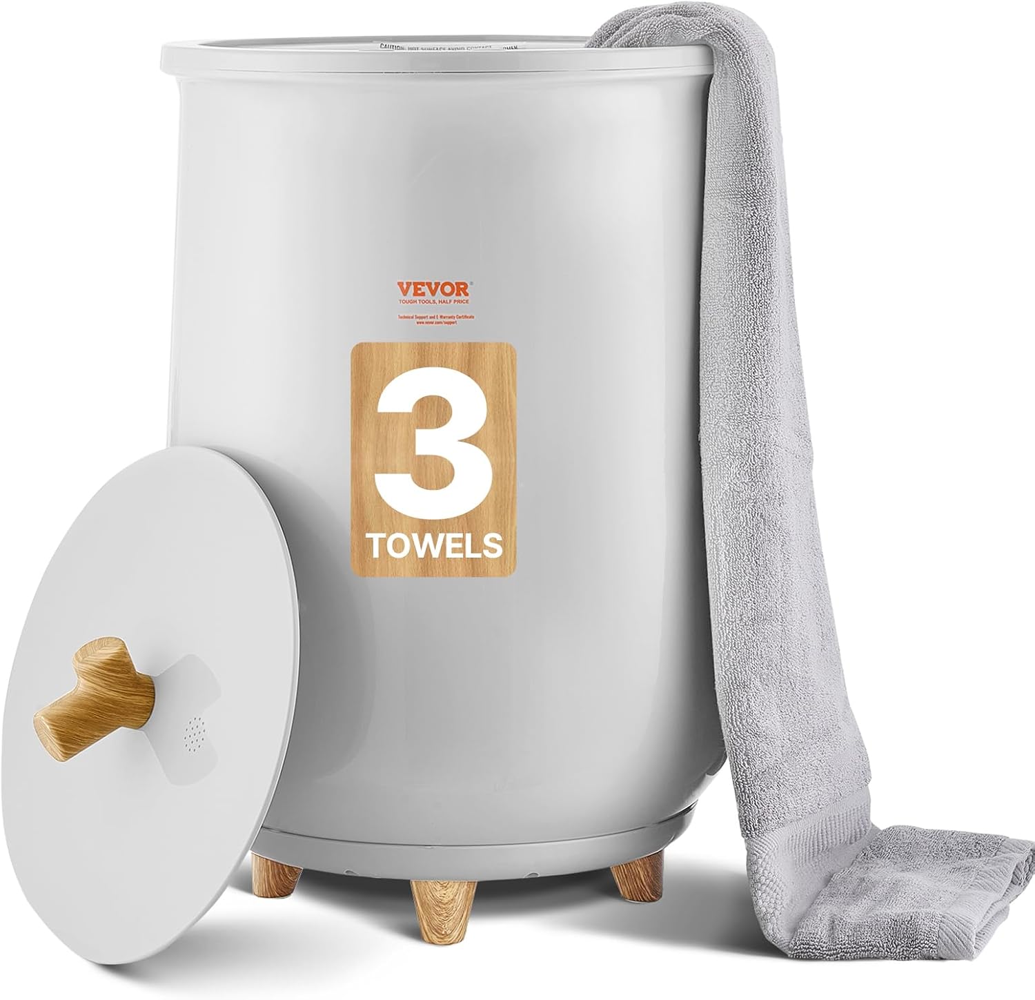 VEVOR Towel Warmers for Bathroom, Towel Warmer Bucket Auto Shut Off for Spa Fits up to 3 Oversized Towels, Blankets, Clothes, Bathrobes, PJ's and More, Gray Indicator - 4 Timer Level Gray