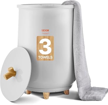 VEVOR Towel Warmer Bucket, 20L Large Towel Warmer for Bathroom, Auto Shut Off Towel Heater Fits up to Two 40"x70" Oversized Towels, Bathrobes, Blankets, 4-Level Timer Towel Warmer Ideal for Spa, Gray