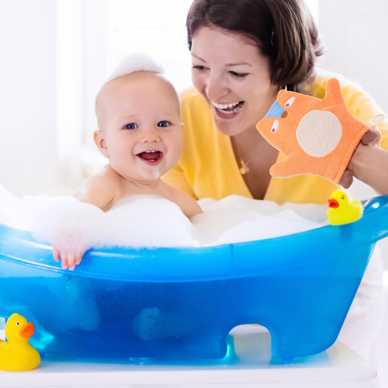 AOKWAWALIY Baby Bath Mitts 3 Pieces Cartoon Children Shower Gloves Soft Washcloths for Gentle Skin Care and Encouraging Independent Bathing - Image 2