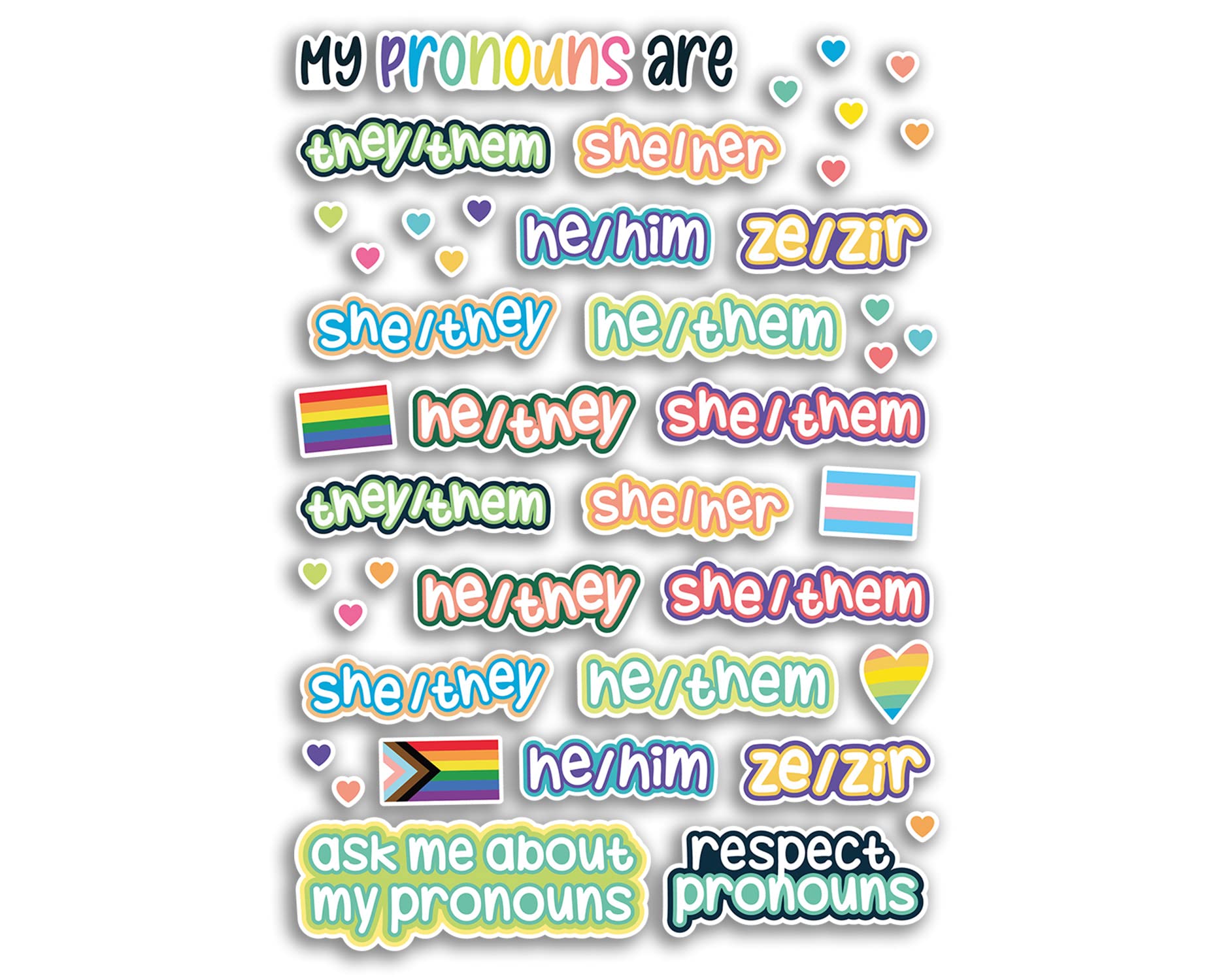 Dv Design Multi A4 Sticker Sheet Pronoun Vinyl Stickers - Him He She Her They Them Ze Zir Pride Gender Identify Lgbtq Respect Ask Me About My Pronouns Scrapbooking #79131