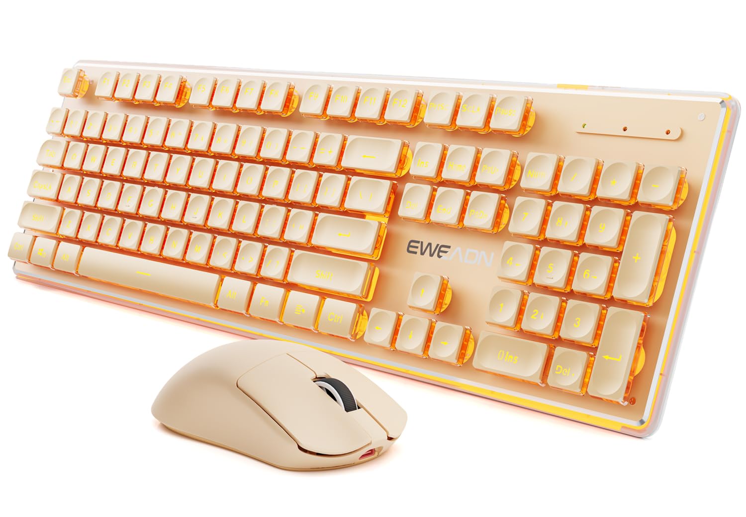 EWEADN V3 Wireless Keyboard and Mouse with Single Backlit, Metal Panel, Bluetooth/2.4G Rechargeable Computer Keyboard and Mouse Combo Silent Lighted Full Size Cute Keyboard-Rose Pink-image-14