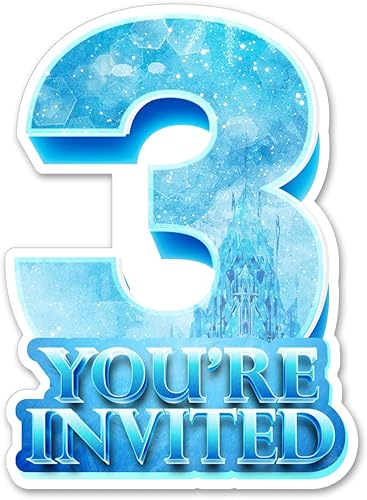20 invitaciones de fiesta de tercer cumpleaños de Ice Queen con sobres, invitaciones de relleno de doble cara en forma de copo de nieve de invierno