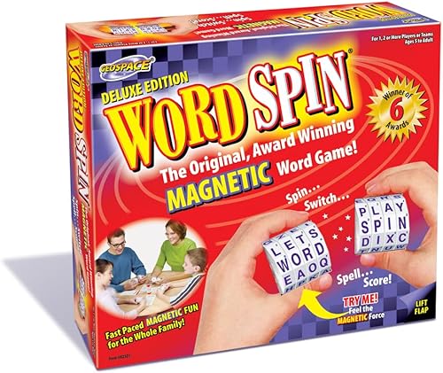 Miniatura 4 de Geospace Word Spin Deluxe Family Edition para adultos y niños  El galardonado juego de palabras magnético con 20 ruedas giratorias magnéticas,