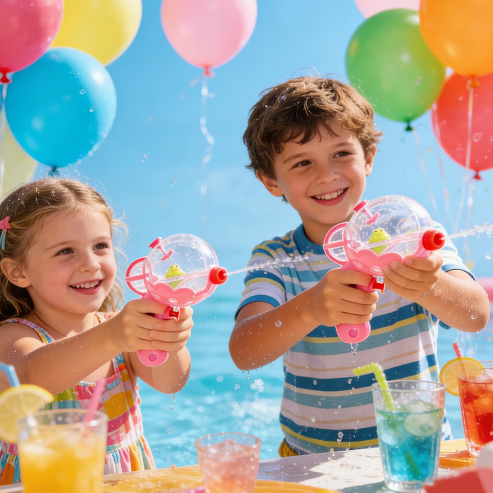 Pistola De Agua Portátil Con Gatillo Fácil | Juguete De Verano Para Piscina, Jardín, Playa Y Camping, Con Diseño De Bola Transparente Y Colores Brillantes
