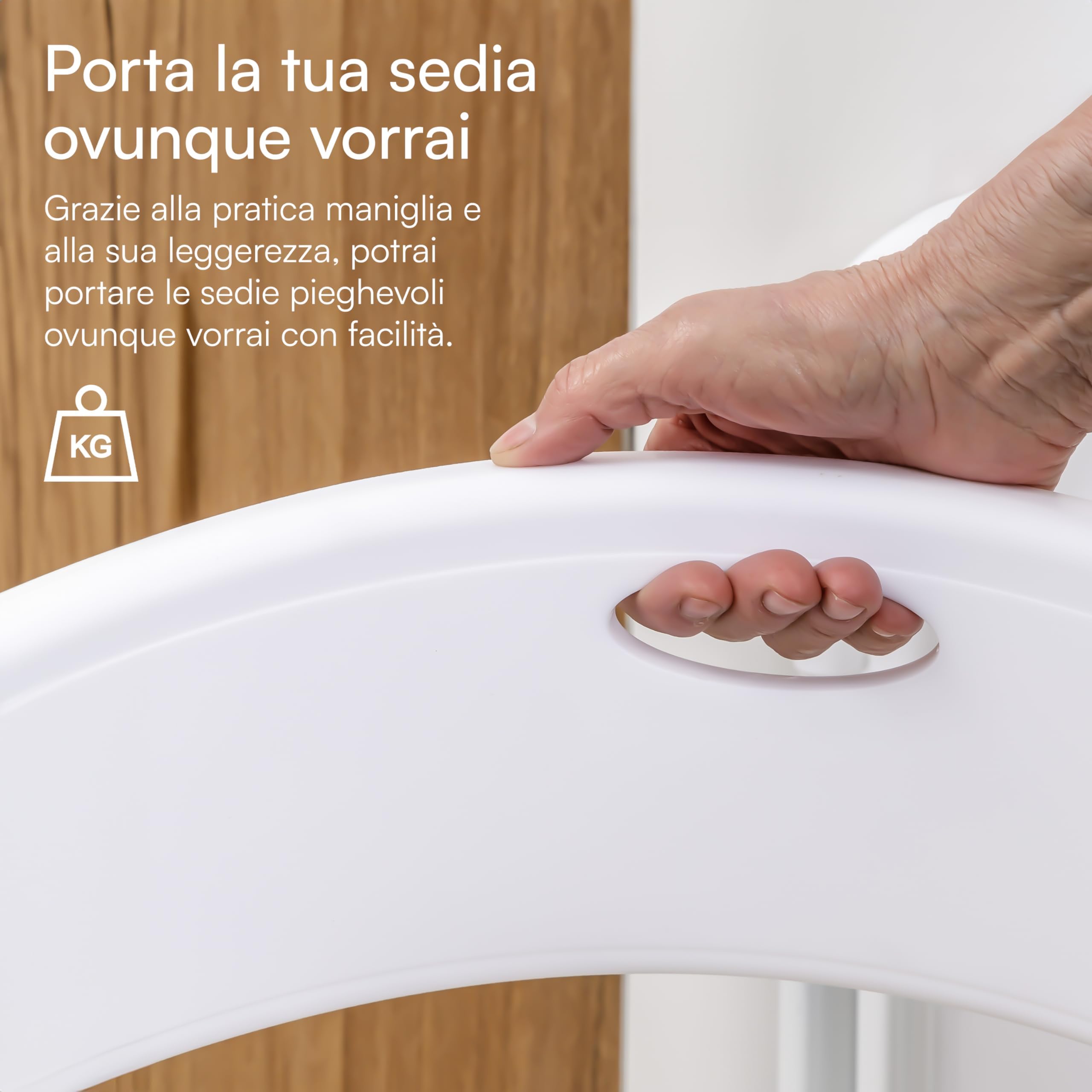Baroni Home Sedia Pieghevole con Struttura in Acciaio e PVC, Seduta Salvaspazio Richiudibile con Piedini e Maniglia, da Viaggio, Cucina, Soggiorno, Camera da Letto, 74x43x49 cm 8 pezzi, Bianco