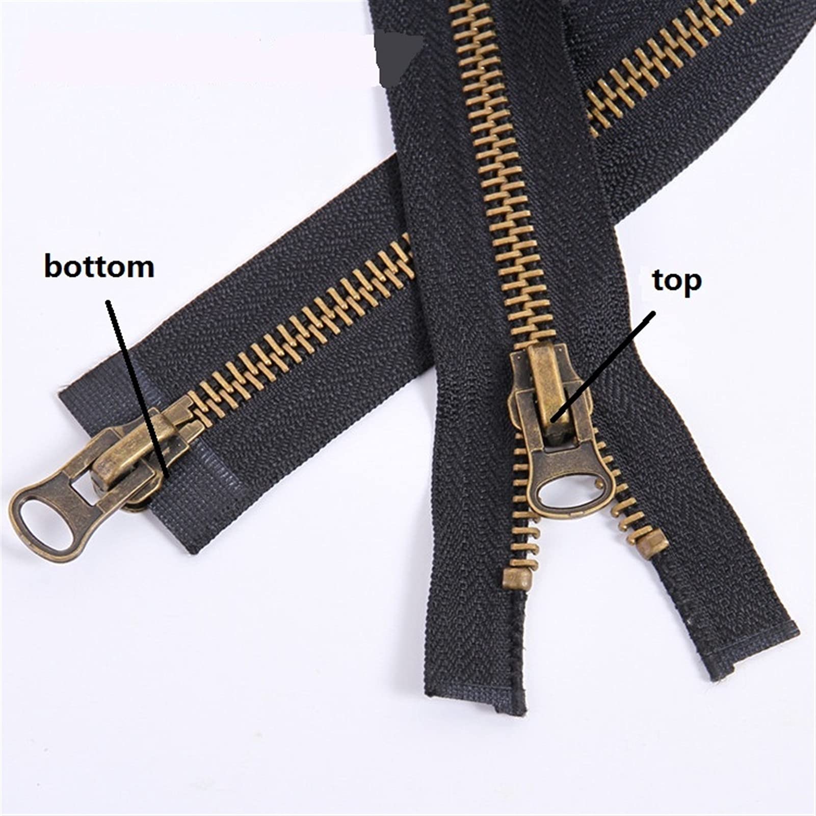 Zip 70-120 cm cerniera in metallo doppio cursore estremità aperta cerniera bidirezionale per cappotto, giacca, tenda, kit di riparazione vestiti fai da te accessori da cucito (colore: verde