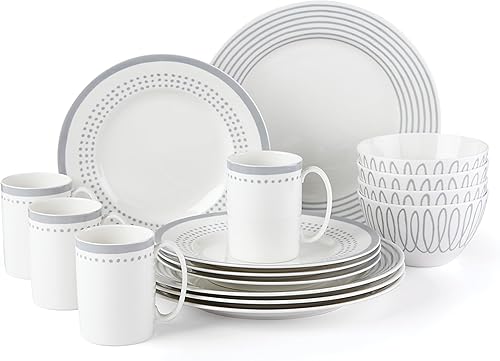 Miniatura 1 de Kate Spade New York Charlotte Street East - Juego de vajilla de PC, color pizarra, 16 unidades, gris pardogris