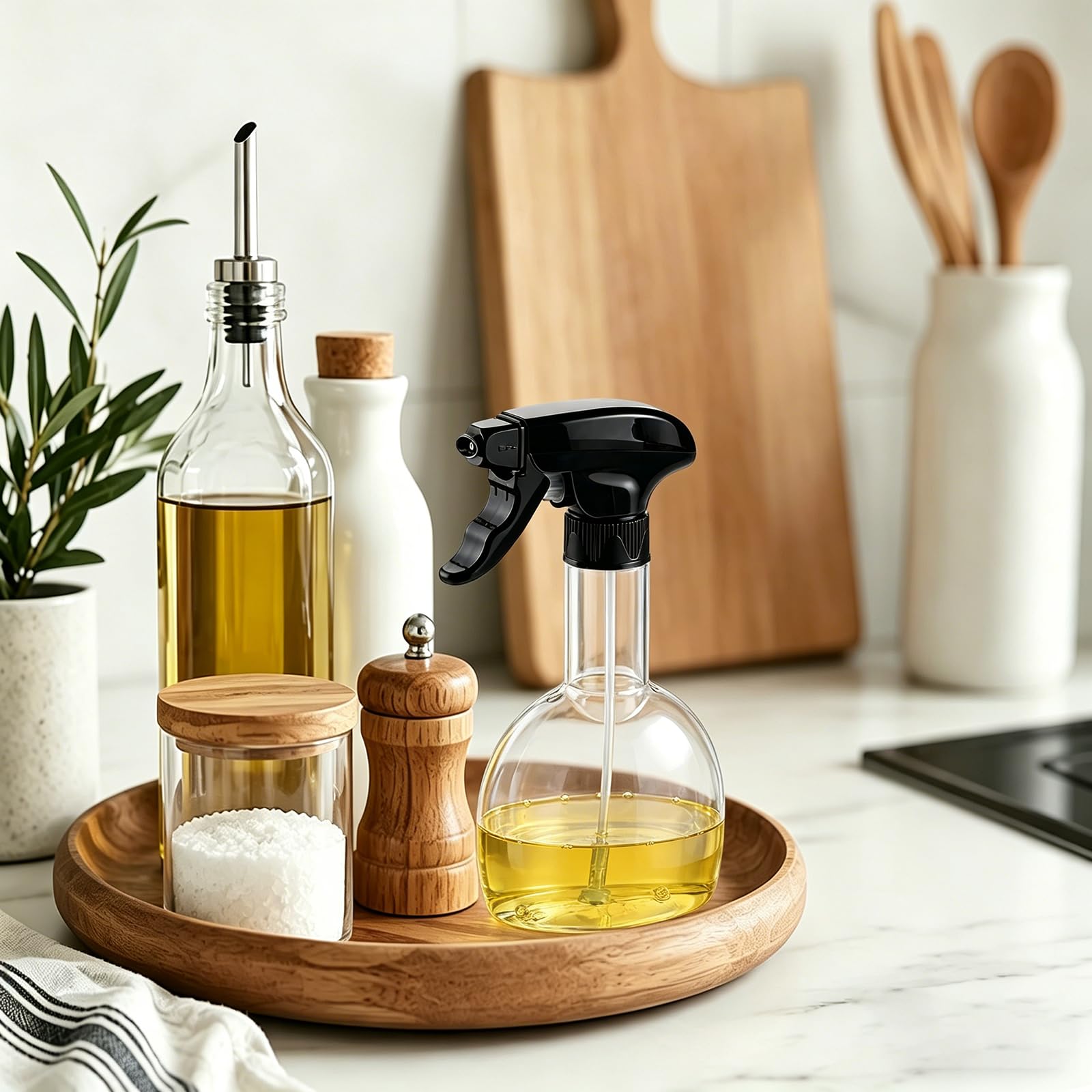 Pulverizador de aceite para cocinar, botella pulverizadora de aceite de oliva de 280 ml, de plástico de grado alimenticio, para freidora de aire, ensalada, barbacoa, hornear, a prueba de fugas