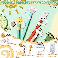 Vista 4 de Tapas de pajilla, bonitas fundas de silicona para popotes, protectores de pajilla, cubierta portátil para puntas de pajilla, tapa de popote