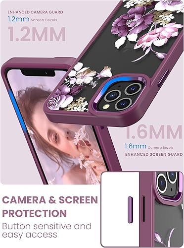 Miniatura 3 de Dretal Funda para iPhone 11 Pro con diseño floral, de grado militar, parte trasera dura y borde suave, funda protectora de teléfono para mujeres y
