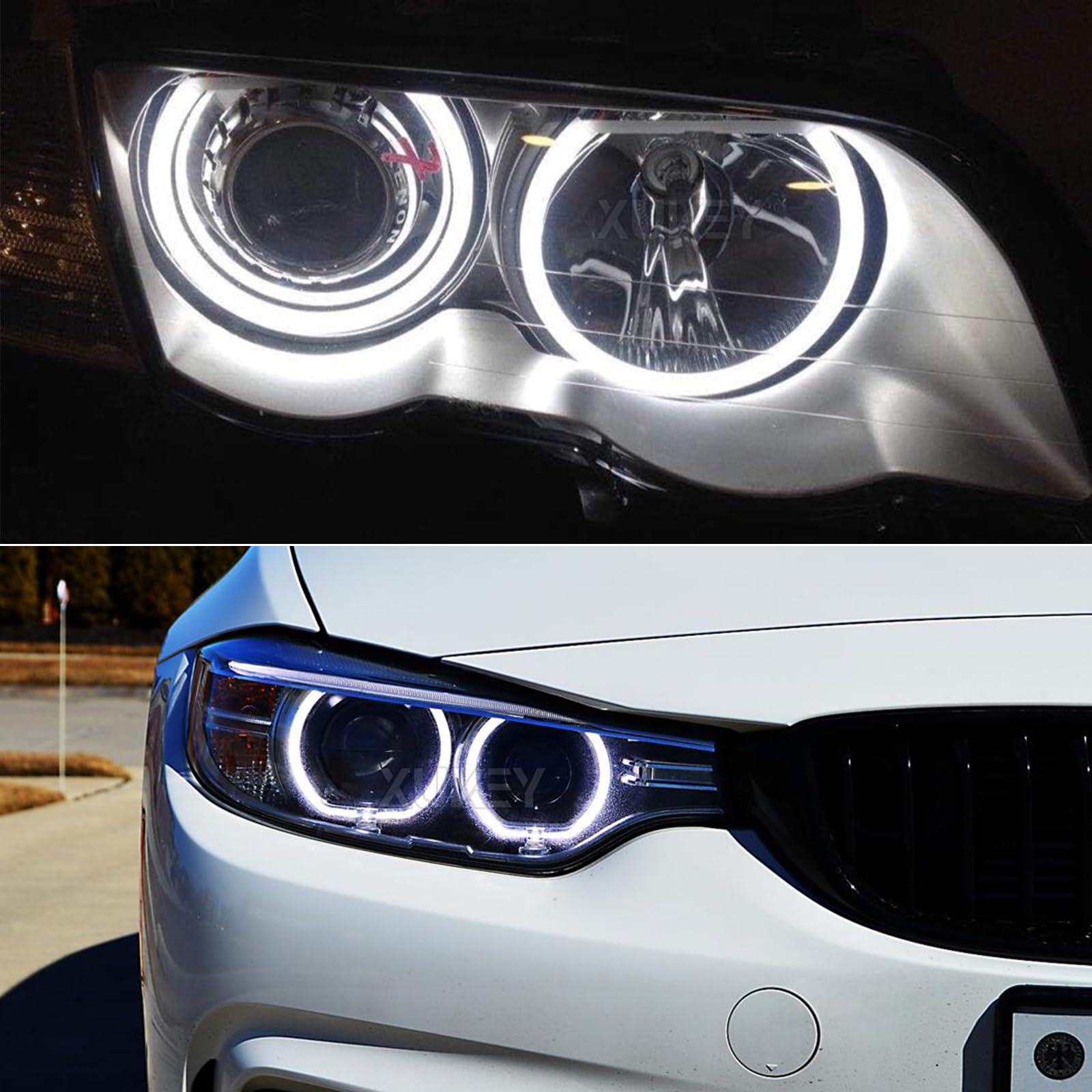 AUTOXBERT Angel Eyes Halo-Ring-Set für BMW E46, 12V Hohe Helligkeit Angel Eyes Weißes Licht